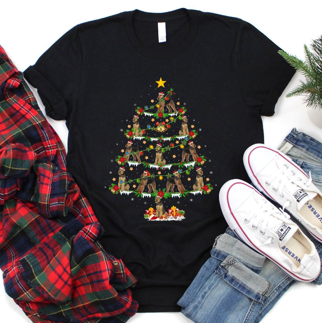 Airedale Xmas Tree Funny Airedale Christmas Tshirt