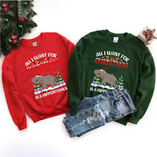 Load image into Gallery viewer, All I Want For Christmas Is A Hippopotamus Christmas T-Shirt
