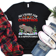 Load image into Gallery viewer, All I Want For Christmas Is A Hippopotamus Christmas T-Shirt
