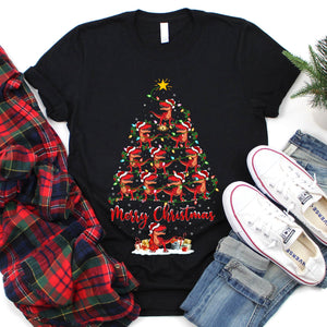 Xmas Lighting Allosaurus Merry Christmas Tree T-Shirt for Men Women Girl Kids