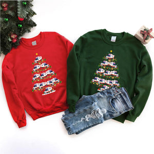 Xmas Lighting Ambulance Christmas Tree T-Shirt for Men Women Girl Kids