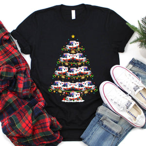 Xmas Lighting Ambulance Christmas Tree T-Shirt for Men Women Girl Kids