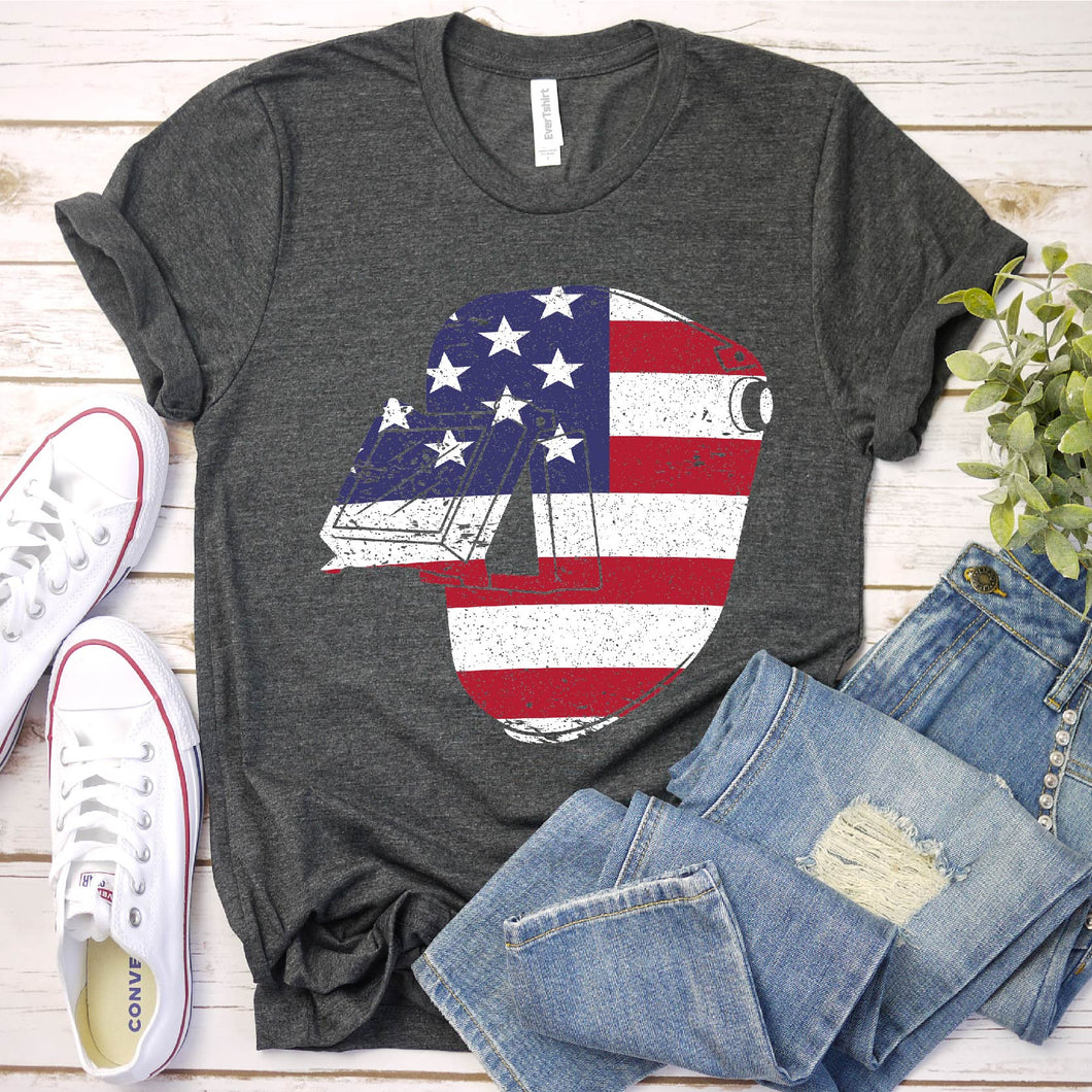 USA Patriotic American Flag Welding Helmet Welder 4th of July T-Shirt