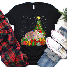 Load image into Gallery viewer, Armadillo Reindeer Santa Hat Christmas Lighting Tree Shirt Armadillo Xmas T-Shirt
