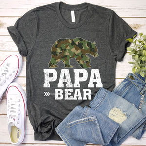 Bear Lover Camouflage Army Military Papa Bear Fathers Day T-shirt