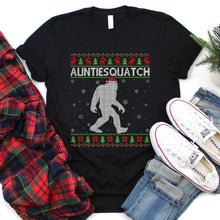 Load image into Gallery viewer, Ugly Xmas Sweater Style Auntiesquatch Bigfoot Christmas T-Shirt
