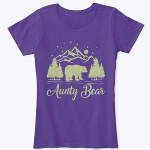 Womens Aunty Bear Tshirt Funny Vintage Sunset T-Shirt