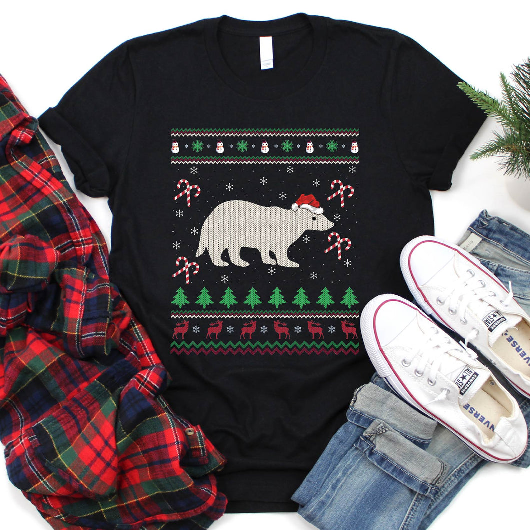 Ugly Badger Xmas Sweater Style Santa Badger Christmas T-Shirt