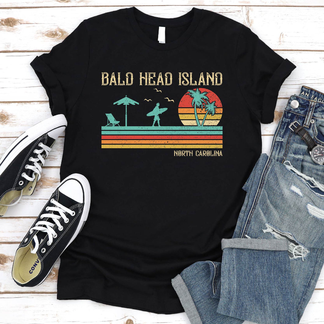 Vintage Family Summer Vacation Men Women Girls Bald Head Island Beach North Carolina T-shirt