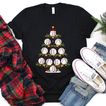 Load image into Gallery viewer, Baseball Xmas Tree Funny Baseball Christmas T-Shirt
