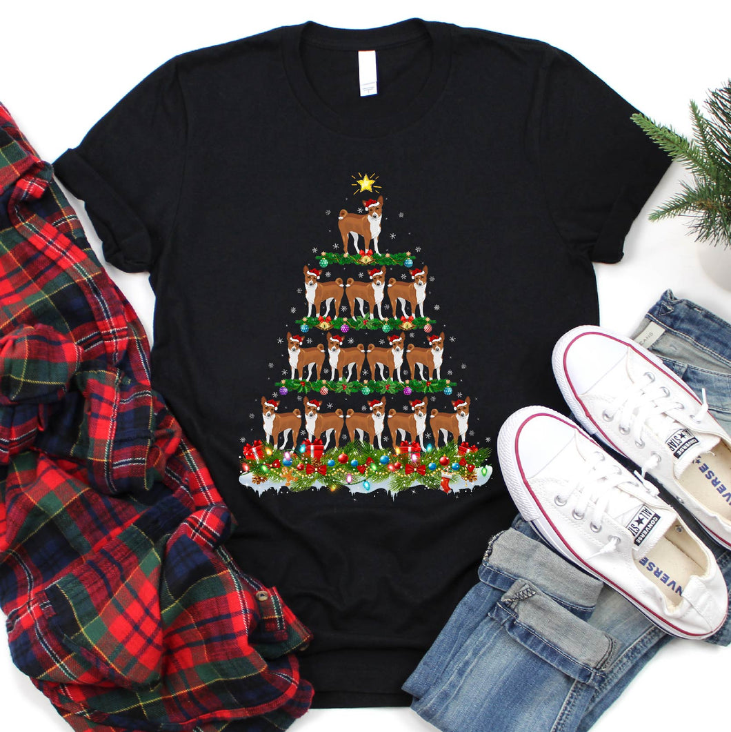 Basenji Dog Christmas Tree Shirt Basenji Dog Christmas T-Shirt for Men Women