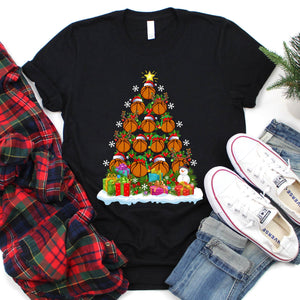 Basketball Christmas Tree Basketball Xmas T-Shirt for Men Women Girls Kids