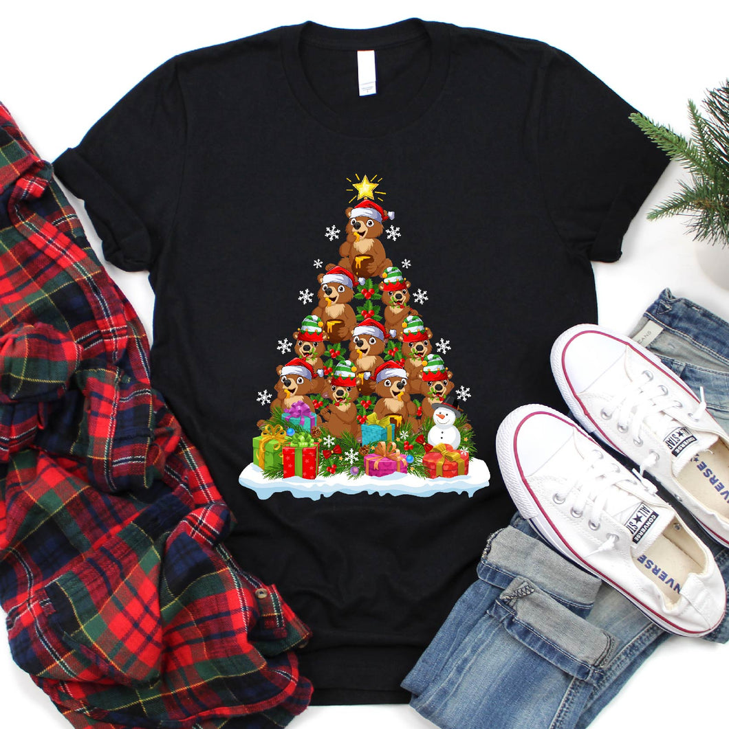 Bear Animal Christmas Tree Bear Xmas T-Shirt for Men Women Girls Kids