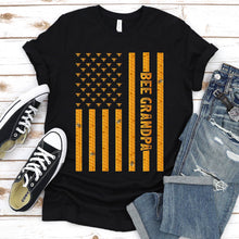 Load image into Gallery viewer, Men&#39;s Funny Vintage Bee American Flag Bee Grandpa Father&#39;s Day T-Shirt
