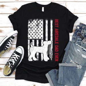 Best Airedale Dad Ever Usa Flag Airedale Fathers Day T-shirt