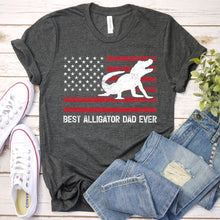 Load image into Gallery viewer, Best Alligator Dad Ever Usa Flag Alligator Fathers Day T-shirt
