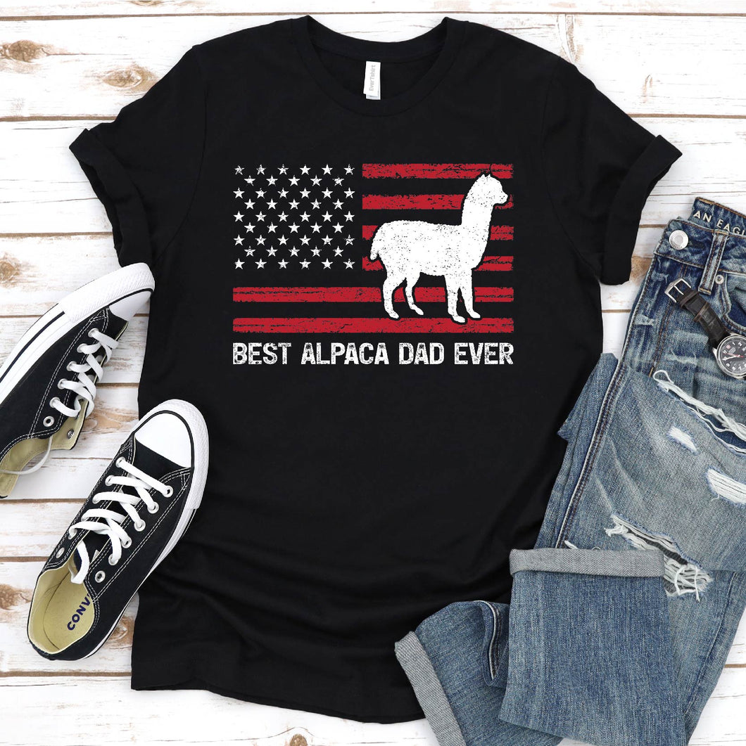 Best Alpaca Dad Ever Usa Flag Alpaca Fathers Day T-shirt