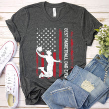 Load image into Gallery viewer, Vintage Best Basketball Dad Ever Usa Flag Basketball Fathers Day T-shirt
