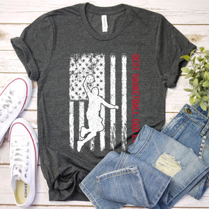 Best Basketball Dad Ever Usa Flag Basketball Fathers Day T-shirt