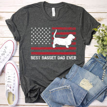 Load image into Gallery viewer, Best Basset Dad Ever Usa Flag Basset Fathers Day T-shirt
