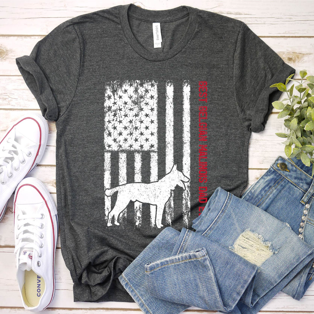 Best Belgian Malinois Dad Ever Usa Flag Belgian Malinois Fathers Day T-shirt