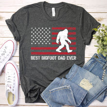 Load image into Gallery viewer, Best Bigfoot Dad Ever Usa Flag Bigfoot Fathers Day T-shirt
