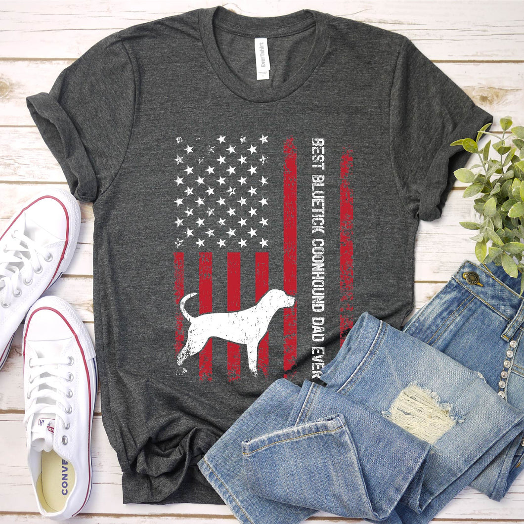Vintage Best Belgian Bluetick Coonhound Ever Usa Flag Bluetick Coonhound Fathers Day T-shirt