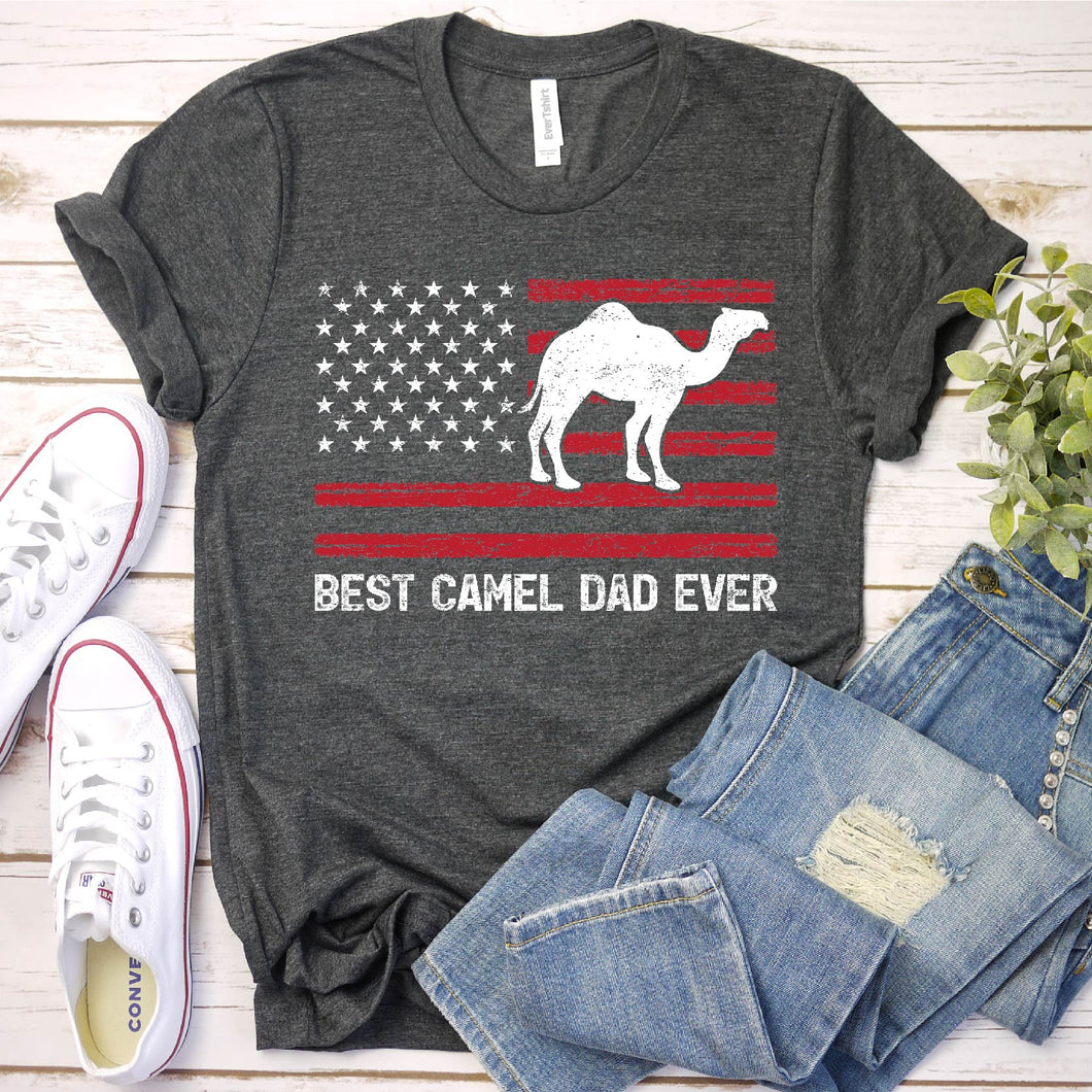 Best Camel Dad Ever Usa Flag Camel Fathers Day T-shirt