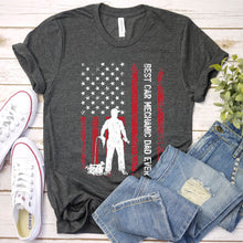 Load image into Gallery viewer, Vintage Best Car Mechanic Dad Ever Usa Flag Car Mechanic Fathers Day T-shirt
