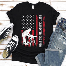Load image into Gallery viewer, Vintage Best Carpenter Dad Ever Usa Flag Carpenter Fathers Day T-shirt
