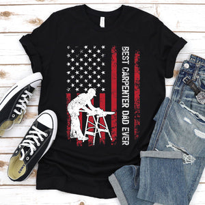 Vintage Best Carpenter Dad Ever Usa Flag Carpenter Fathers Day T-shirt