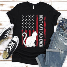 Load image into Gallery viewer, Vintage Best Cat Dad Ever Usa Flag Cat Fathers Day T-shirt
