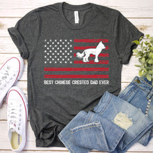 Load image into Gallery viewer, Best Chinese Crested Dad Ever Usa Flag Chinese Crested Fathers Day T-shirt
