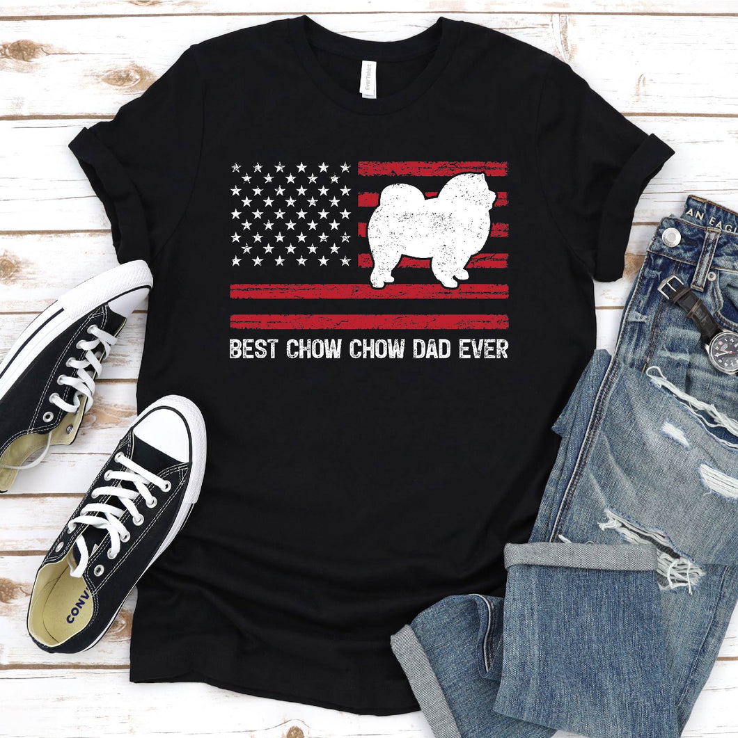 Best Chow Chow Dad Ever Usa Flag Chow Chow Fathers Day T-shirt