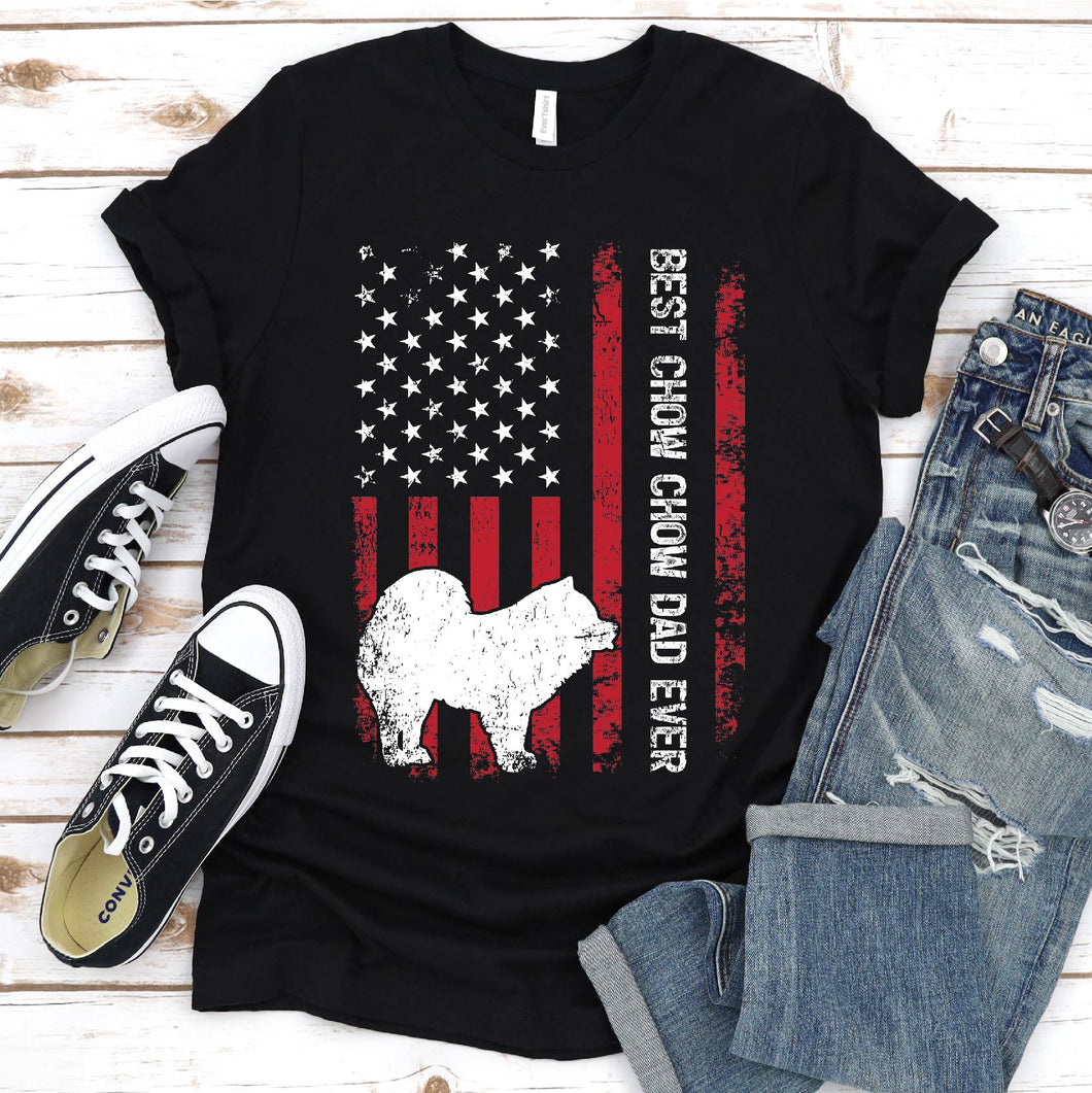 Vintage Best Chow Chow Ever Usa Flag Chow Chow Fathers Day T-shirt