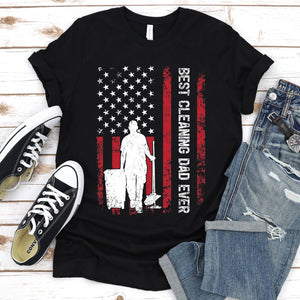 Vintage Best Cleaning Dad Ever Usa Flag Cleaning Fathers Day T-shirt