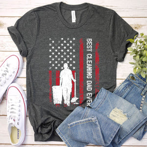 Vintage Best Cleaning Dad Ever Usa Flag Cleaning Fathers Day T-shirt