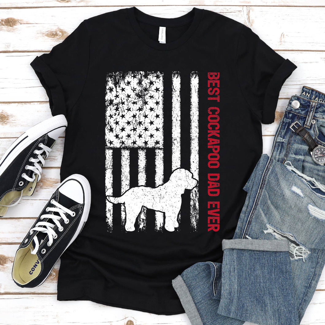 Best Cockapoo Dad Ever Usa Flag Cockapoo Fathers Day T-shirt