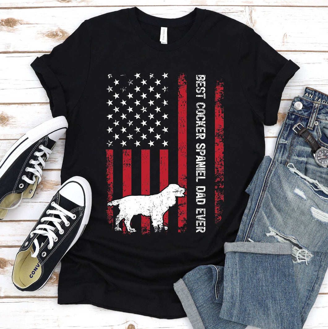 Vintage Best Cocker Spaniel Ever Usa Flag Cocker Spaniel Fathers Day T-shirt