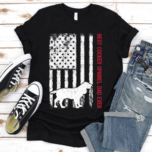Best Cocker Spaniel Dad Ever Usa Flag Cocker Spaniel Fathers Day T-shirt