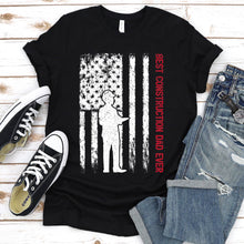 Load image into Gallery viewer, Best Construction Dad Ever Usa Flag Construction Fathers Day T-shirt
