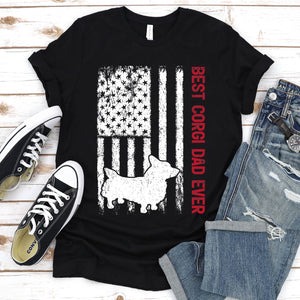 Best Corgi Dad Ever Usa Flag Corgi Fathers Day T-shirt