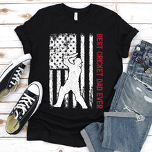 Load image into Gallery viewer, Best Cricket Dad Ever Usa Flag Cricket Fathers Day T-shirt
