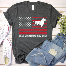 Load image into Gallery viewer, Best Dachshund Dad Ever Usa Flag Dachshund Fathers Day T-shirt
