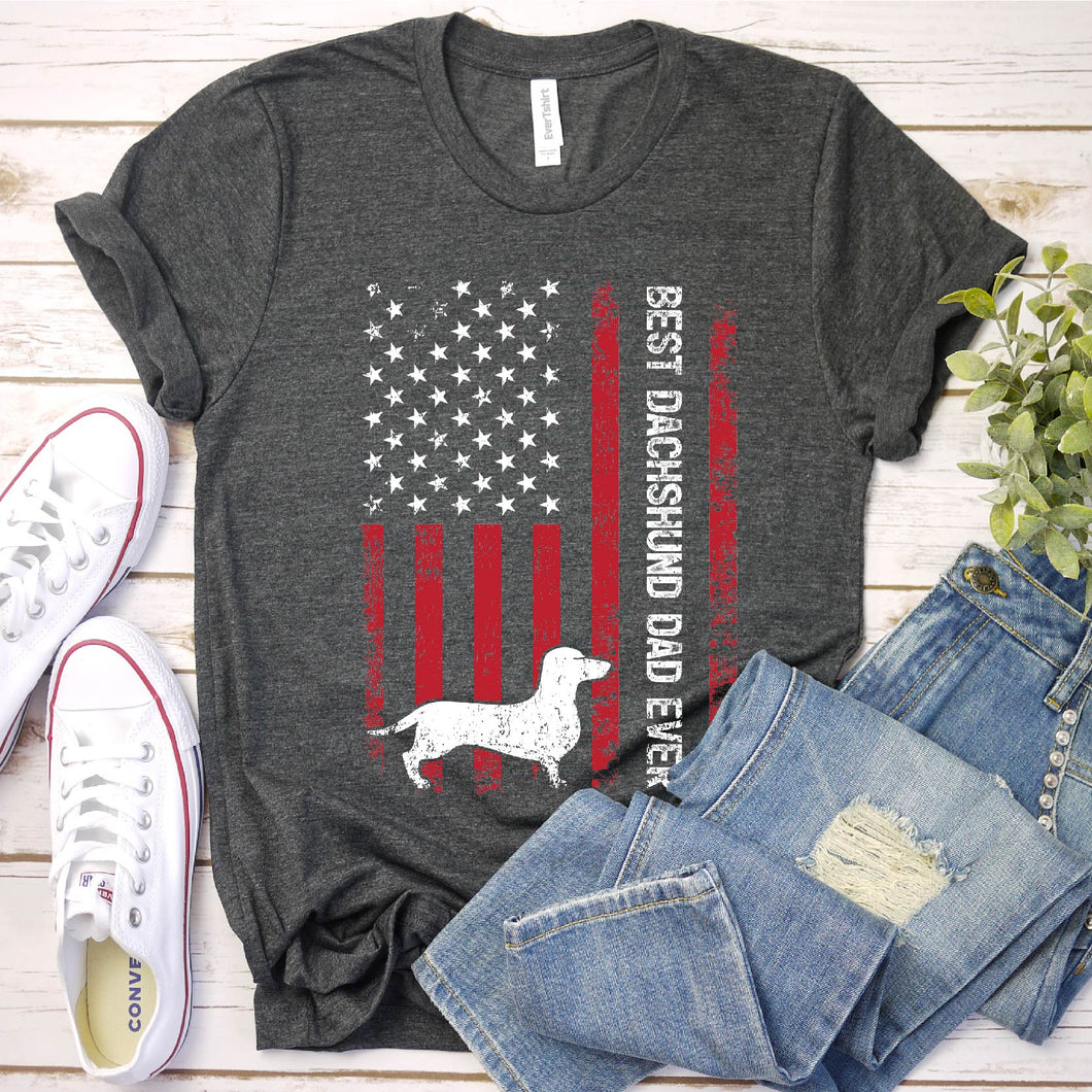Vintage Best Dachshund Ever Usa Flag Dachshund Fathers Day T-shirt