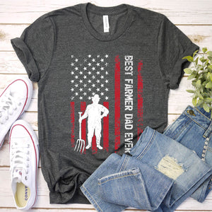 Vintage Best Farmer Dad Ever Usa Flag Farmer Fathers Day T-shirt