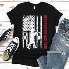 Load image into Gallery viewer, Best Farmer Dad Ever Usa Flag Farmer Fathers Day T-shirt
