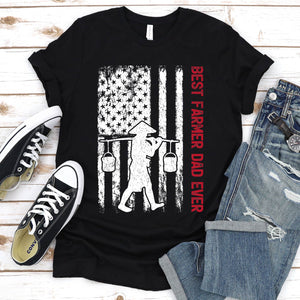 Best Farmer Dad Ever Usa Flag Farmer Fathers Day T-shirt