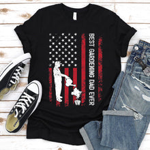 Load image into Gallery viewer, Vintage Best Gardening Dad Ever Usa Flag Gardening Fathers Day T-shirt
