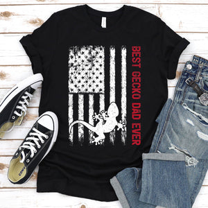 Best Gecko Dad Ever Usa Flag Gecko Fathers Day T-shirt